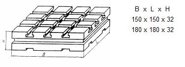 Плита квадратная 150х150х32 с Т-образными пазами 8мм (В-9470 А) 