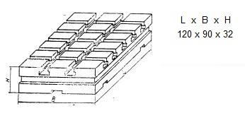 Плита прямоугольная 120х90х32 с Т-образными пазами 8мм (ДСПМ-1-02)