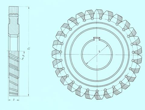 Шевер дисковый m 2,0 кл.т.В.Р18,Z=83 ,Dд=180мм, угол профиля=20*,угол накл.витка=5