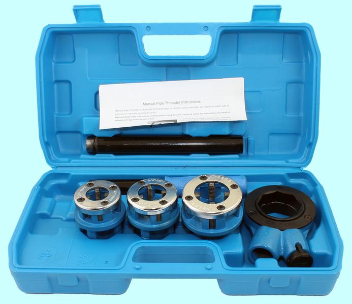 Клуппы трубные для резьб G 1/2-3/4-1" c трещеткой набор в пласт. кейсе "CNIC"