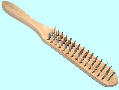 Щетка зачистная 4-х рядная на деревянной колодке оцинков. проволока d0,35мм "CNIC" (B004 ZST)