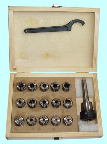 Патрон Цанговый с хвостовиком КМ3  (М12х1.75) с набором цанг ER40 из 15шт (4-26мм) "CNIC"