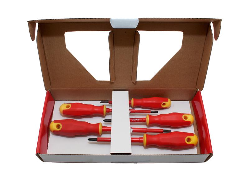 Набор отверток  5шт (2 шл., 3 кр.) диэлектр. с маг. нак. (1000В) в карт. коробке "CNIC" (KDNH002)