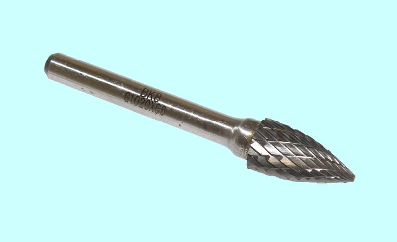 Борфреза тв.спл. гипербол.с точеч.торц.  d10х20х6х65 Х-образн.насечка  (G10 20Х06) "CNIC"