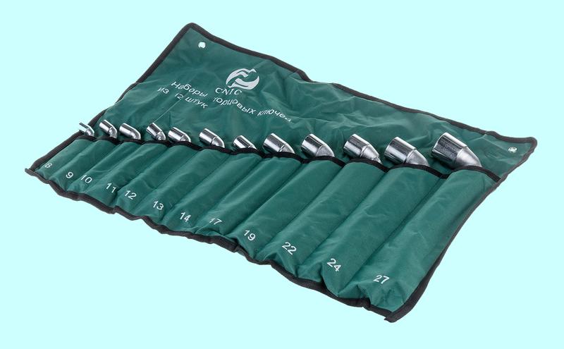 Набор ключей Торцевых коленчатых 2-х сторонних из 12-ти шт. 8-27мм хром, в сумке "CNIC"