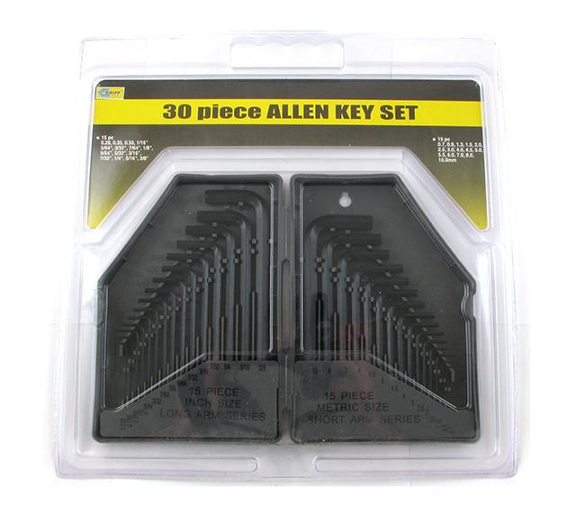 Набор ключей Шестигранных из 30шт (0,7-10мм) (1/20-3/8") в пласт. футляре "CNIC" (2507)