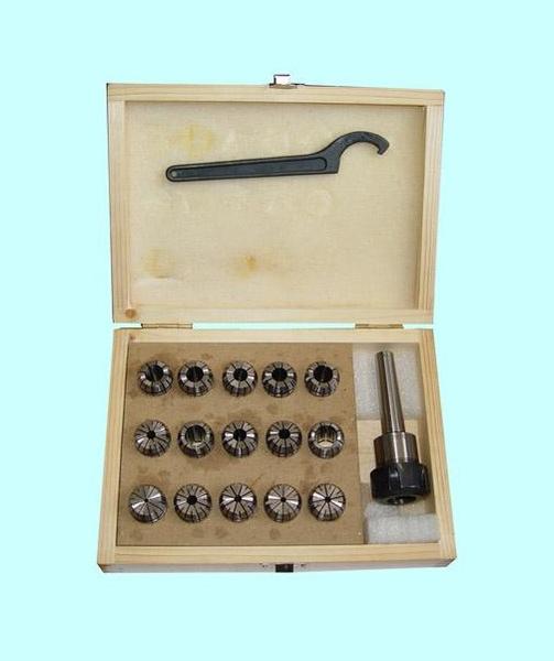 Патрон Цанговый с хвостовиком КМ4  (М16х2,0) с набором цанг ER40 из 15шт (4-26мм) "CNIC"