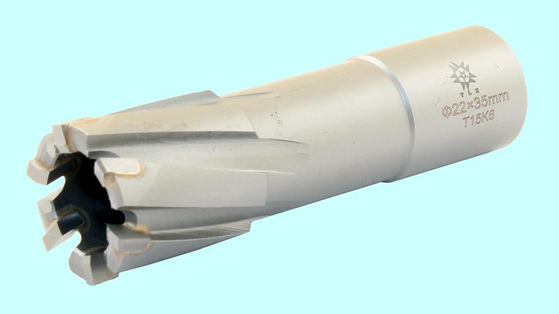 Сверло d 22х35 корончатое кольцевое Т15К6 хвостовик Weldon 19мм по металлу "TLX"
