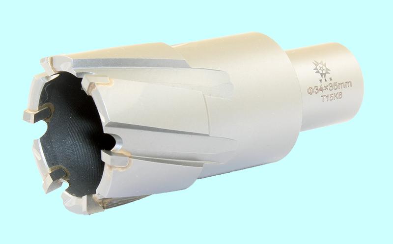 Сверло d 34х35 корончатое кольцевое Т15К6 хвостовик Weldon 19мм по металлу "TLX"