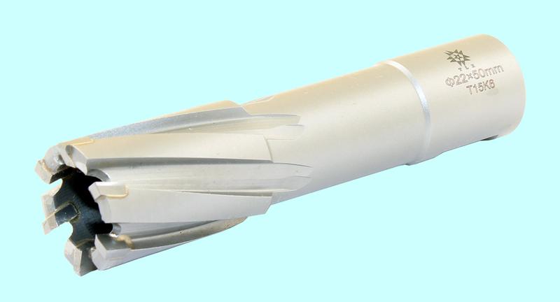 Сверло d 22х50 корончатое кольцевое Т15К6 хвостовик Weldon 19мм по металлу "TLX"