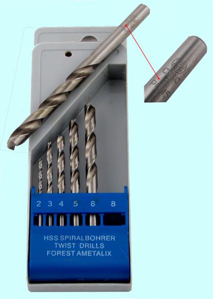 Набор сверл По металлу из  6шт. (d2,3,4,5,6,8мм) вышлиф. Р6М5 в пластмассовом футляре (H601) "CNIC"