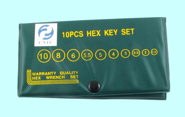 Набор ключей Шестигранных из 10шт (1,5; 2; 2,5; 3; 4; 5; 5,5; 6; 8; 10мм) в пласт. упаковке СrV "CNIC" (2418)