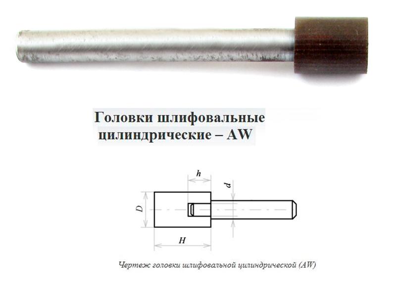 Головка алмазная цилиндрическая d 6,0х 3х 6х60мм AW(ГЦ) SSD-2(АС4)100/80 100% В2-01 с хвостовиком "TLX"
