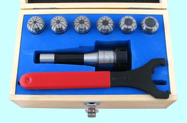 Патрон Цанговый с хвостовиком R8 (7/16"- 20UNF) с набором цанг ER32 из  6шт (6-20мм) "CNIC"