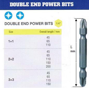 Биты крестовые PZ2хPZ2х110мм S2 двухсторонние в упаковке 2 шт. DIN3126 хвостовик E1/4 "CNIC"
