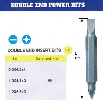 Биты комбинированные PZ3хSL6,5х1,2х 60мм CrV в упаковке 2 шт. DIN3126 хвостовик C1/4 "CNIC"