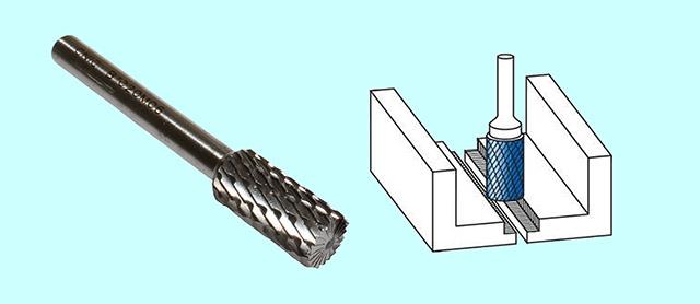 Борфреза цилиндрическая  d12х25х6х65 Р6АМ5 Х-образн. насечка "CNIC" (В12 25М06) с заточ.торцем