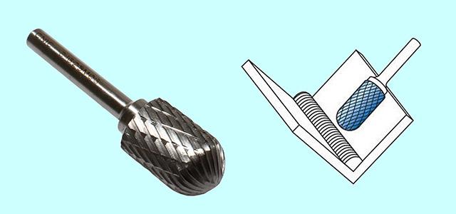Борфреза сфероцилиндрическая  d16х25х6х65 R8 Р6АМ5 Х-образн. насечка "CNIC" (C16 25М06)