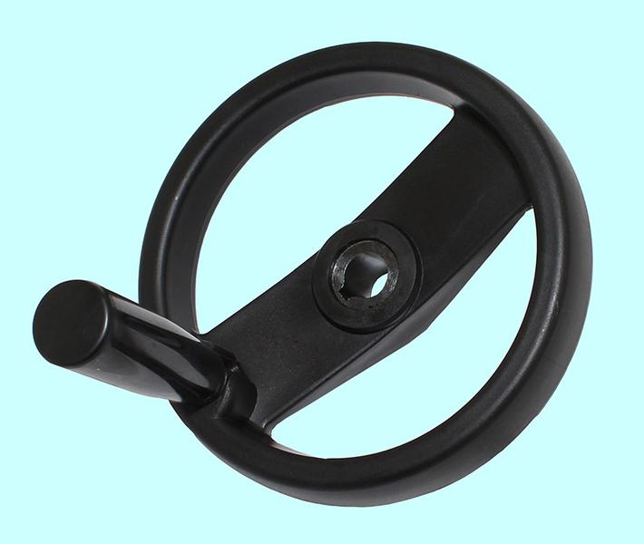 Маховик 125х12х40х4мм (DxdxHxb) с  2-мя спицами, пластик "TLX" с откидной ручкой