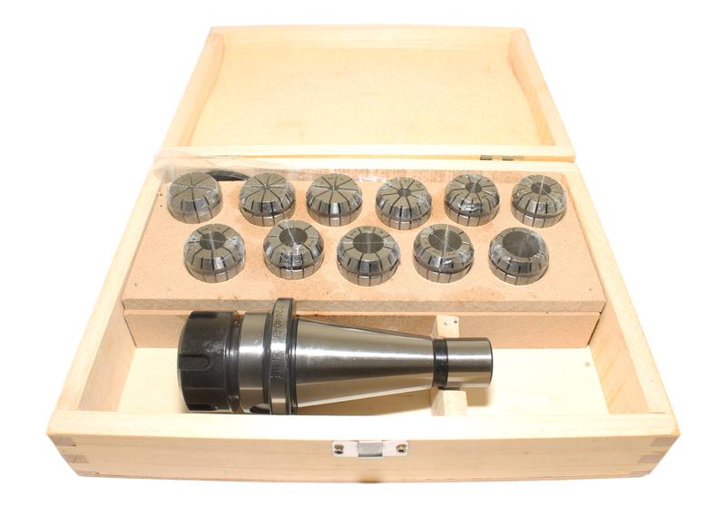 Патрон Цанговый с хвостовиком 7:24-50 ГОСТ 25827 исп.1 М24х3.0 с набором цанг ER50 из 12шт (12-34мм) "CNIC"