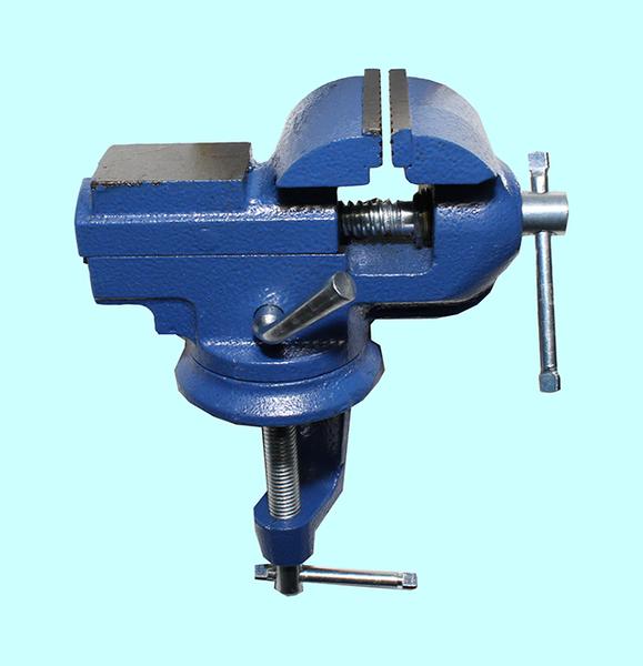 Тиски Слесарные   60 мм поворотные настольные с наковальней, крепление струбциной (LT86003) "CNIC"
