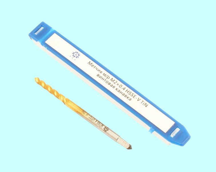 Метчик М 2,0 (0,4) м/р.HSSЕ-V (GV3) винтовая канавка, покрытие TiN ISO 529 "TLX"