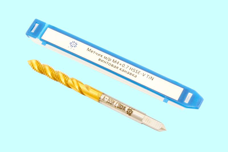 Метчик М 4,0 (0,7) м/р.HSSЕ-V (GV3) винтовая канавка, покрытие TiN ISO 529 "TLX"