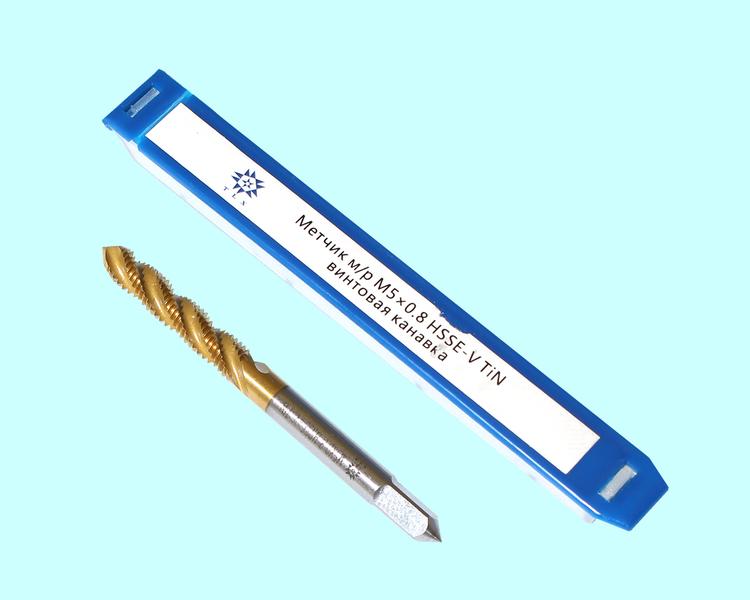 Метчик М 5,0 (0,8) м/р.HSSЕ-V (GV3) винтовая канавка, покрытие TiN ISO 529 "TLX"