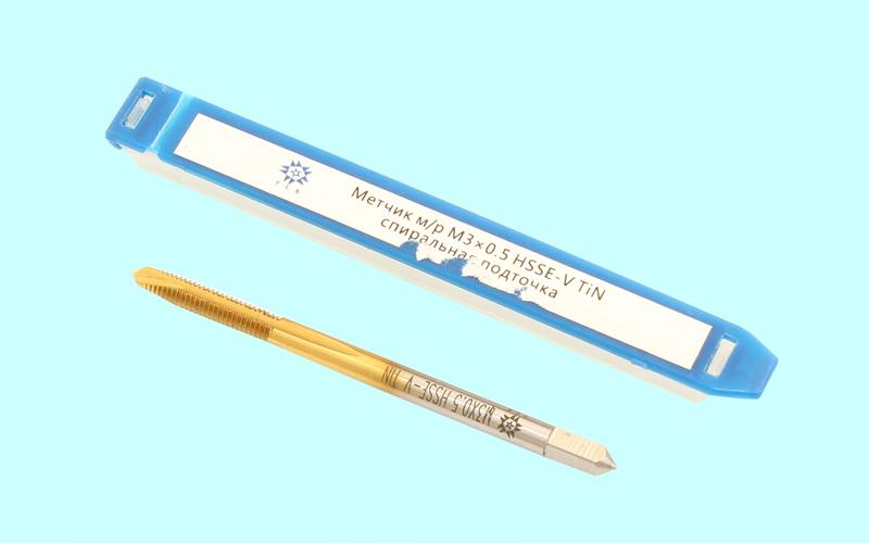 Метчик М 3,0 (0,5) м/р.HSSЕ-V (GV3) спиральная подточка, покрытие TiN ISO 529 "TLX"