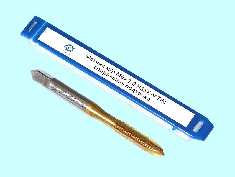 Метчик М 6,0 (1,0) м/р.HSSЕ-V (GV3) спиральная подточка, покрытие TiN ISO 529 "TLX"