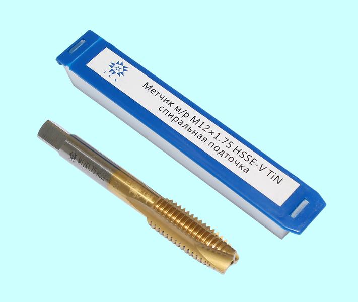 Метчик М12,0 (1,75) м/р.HSSЕ-V (GV3) спиральная подточка, покрытие TiN ISO 529 "TLX"