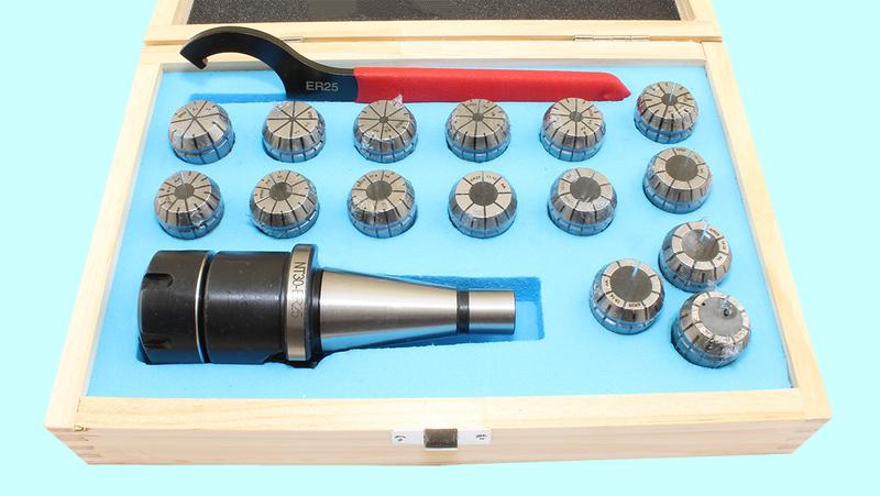 Патрон Цанговый с хвостовиком 7:24-30 ГОСТ 25827 исп.1 с набором цанг ER40 из 15шт (4-26мм) "CNIC"