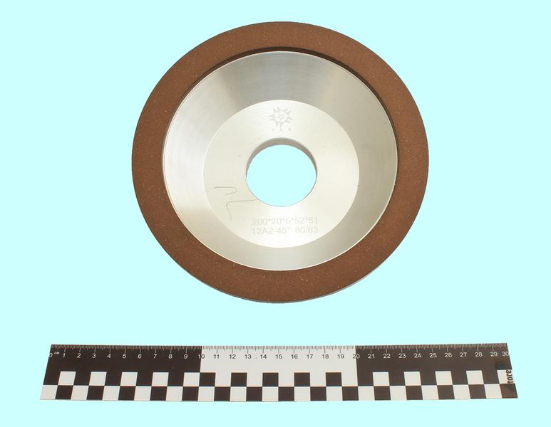 Круг алмазный 12А2-45град.(чашечный конический) 200х20х5х52х51 SSD-2(АС4)  80/63, 100% В2-01 249,0 карат "TLX"
