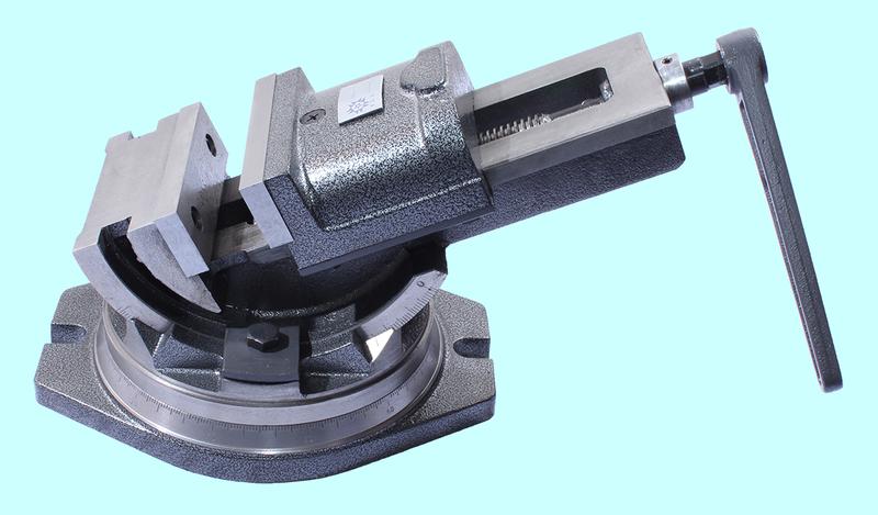 Тиски Станочные глобусные 125мм поворотные, ход губок 135мм, c открытым винтом QBK125L "TLX"