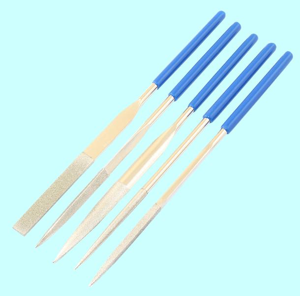 Набор надфилей алмазных из  5шт. L160х4 с обрезиненными ручками "TLX"