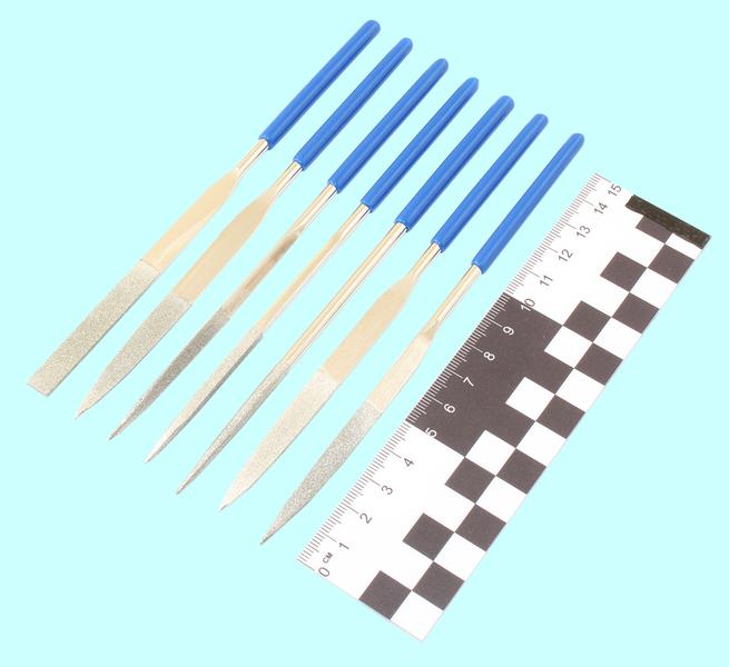 Набор надфилей алмазных из  7шт. L160х4 с обрезиненными ручками "TLX"