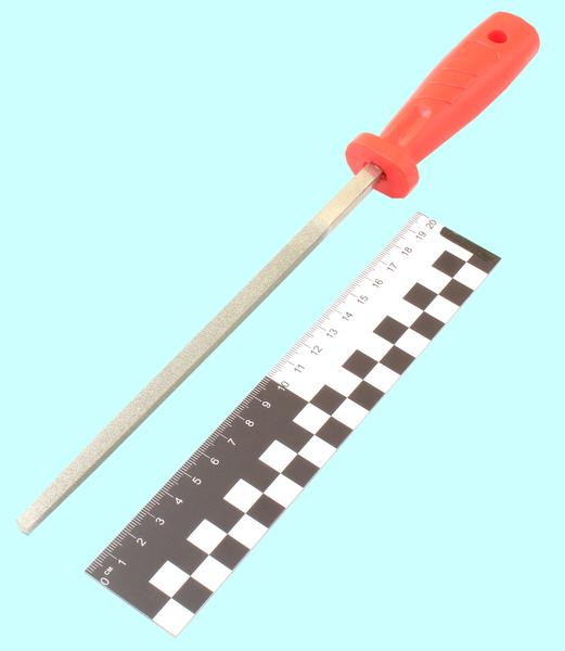 Напильник алмазный квадратный 200мм (р.ч. 165мм) 125/100 с пластмассовой ручкой "TLX"