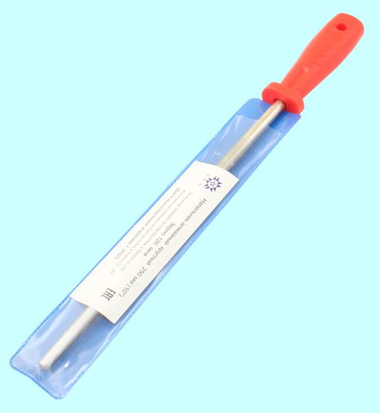 Напильник алмазный круглый 250мм(р.ч. 208мм) 125/100 с пластмассовой ручкой "TLX" d9мм