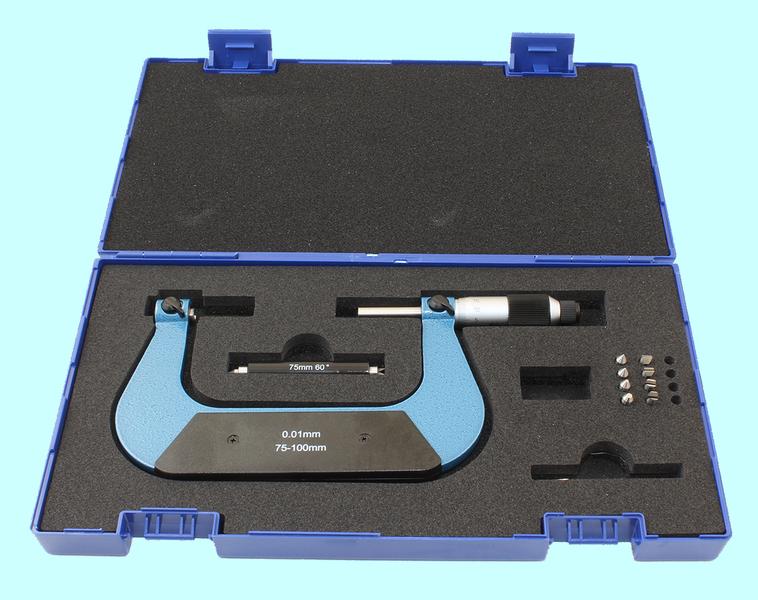 Микрометр Резьбовой со вставками  МВМ-100, 75-100 мм (4 пары вставок) "TLX"