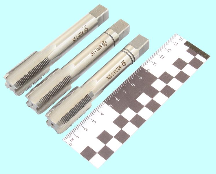 Метчик М22,0 х 1,5 9ХС ручной, комплект из 3-х шт. "TLX"