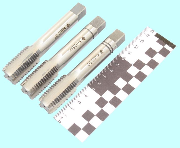 Метчик М22,0 (2,5) 9ХС ручной, комплект из 3-х шт. "TLX"