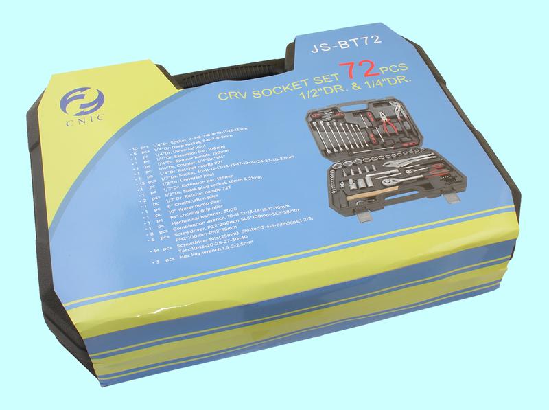 Набор "CNIC" 72 предмета JS-BT72 (головки 1/4- 1/2", ключи, отвертки, вставки) CrV в кейсе