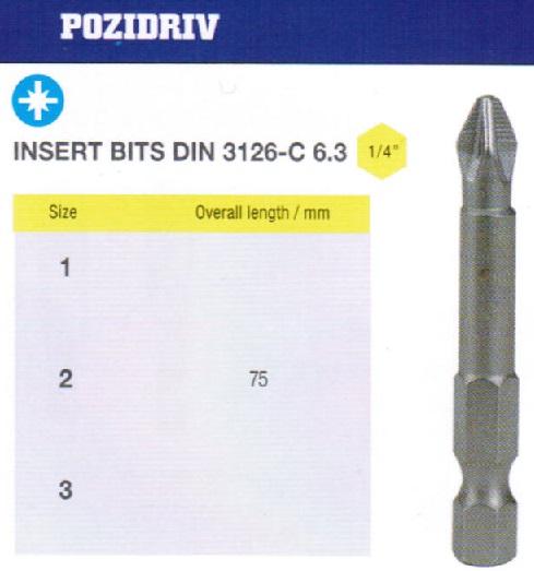 Биты крестовые РZ2х 75мм S2 цилиндрические с насечкой DIN3126 хвостовик Е1/4 PROFI "CNIC" в упаковке 10 шт.